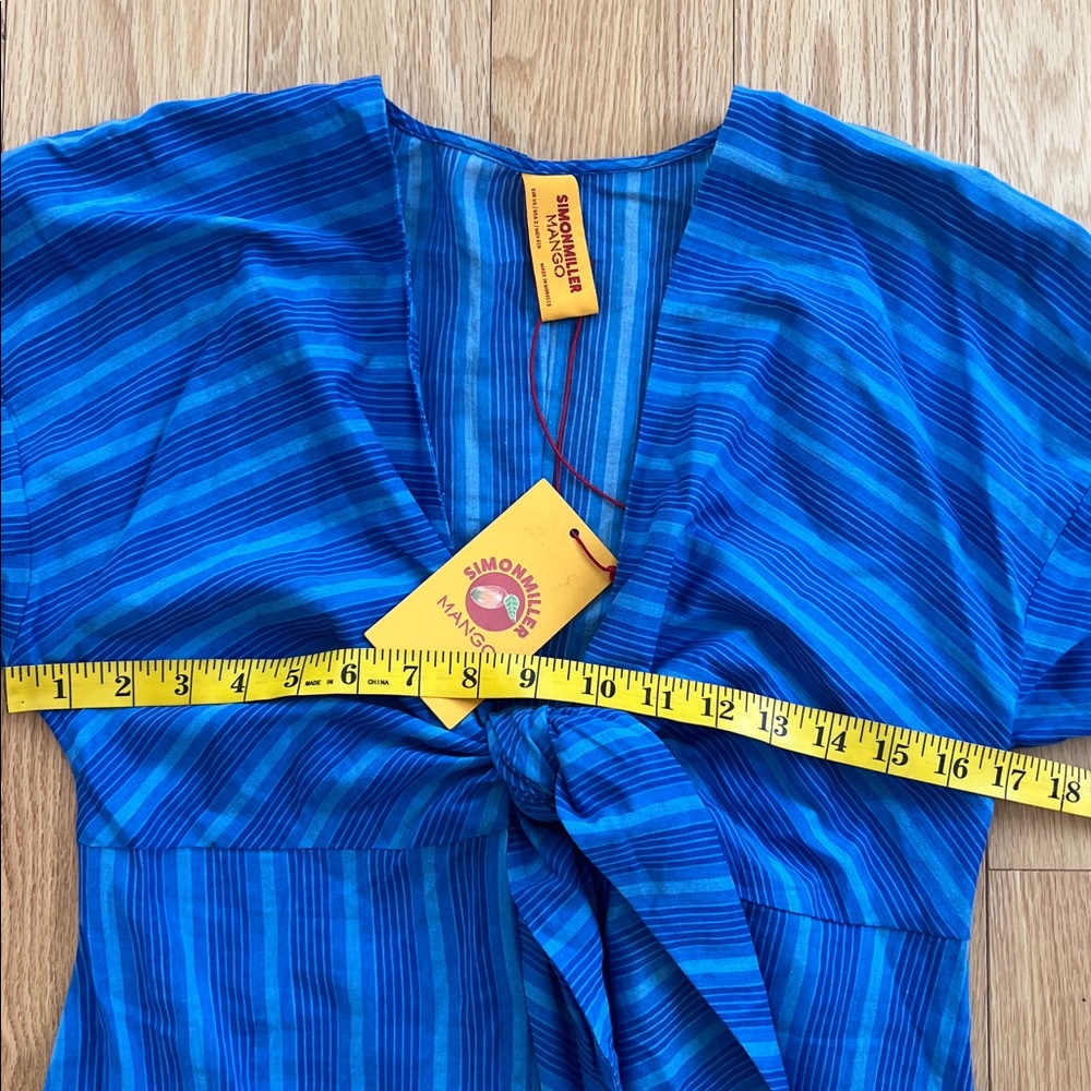 New! Mango X Simon Miller XS/2 Blue Striped Dress with knot detail. - Picture 10 of 12
